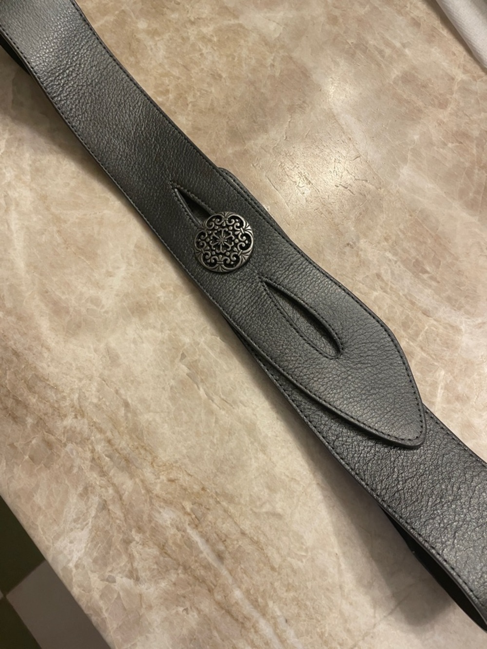 jJill Women's Dark Gray Leather Decorative Medallion Waist Belt 40-43”